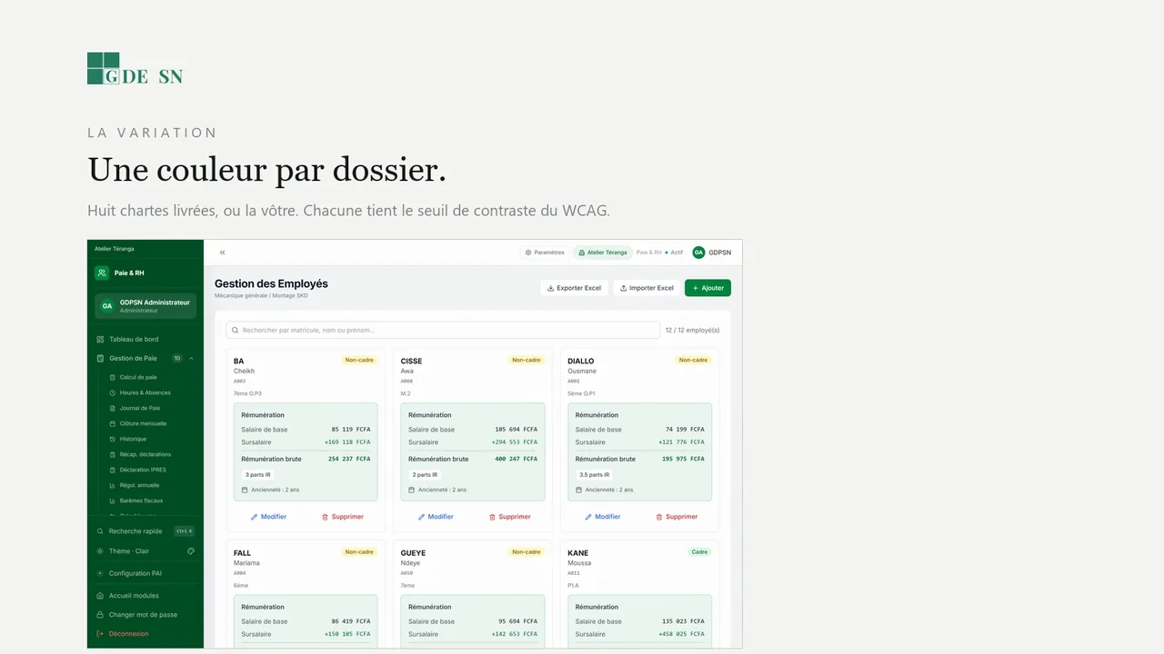 Aperçu de l'application GDE SN